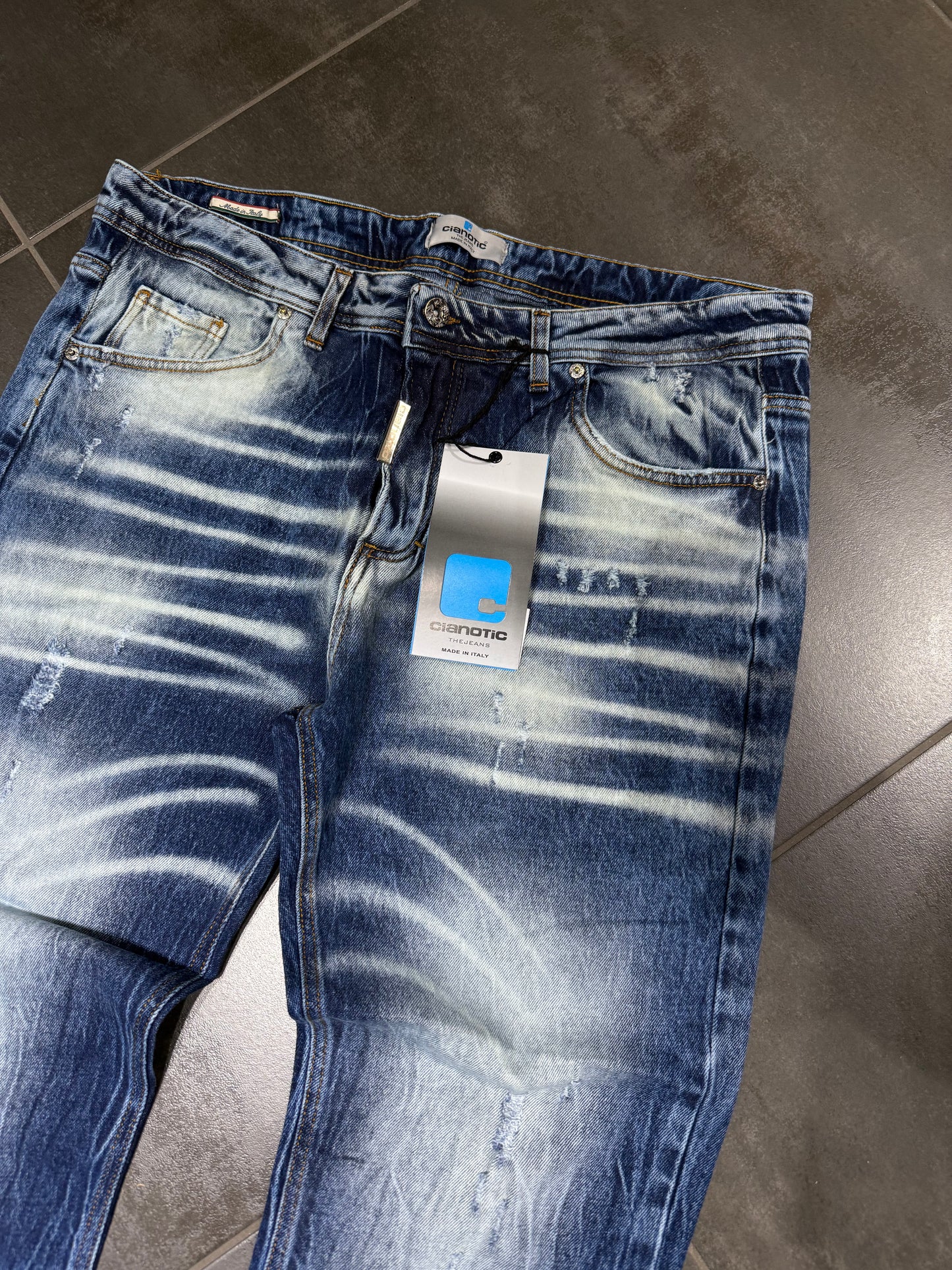 Jeans Uomo Taglie Forti Cnt Marble Effect Blue