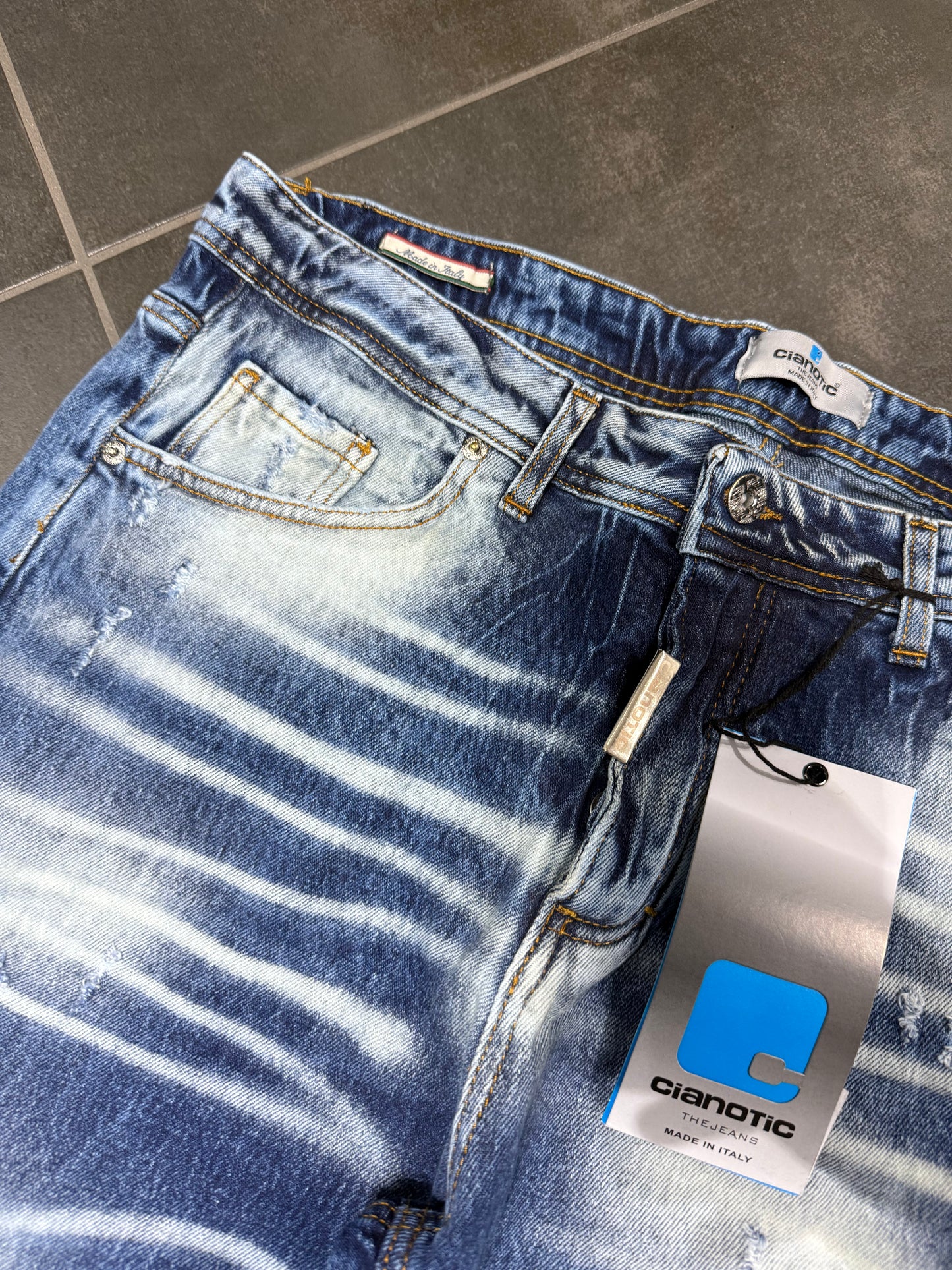 Jeans Uomo Taglie Forti Cnt Marble Effect Blue