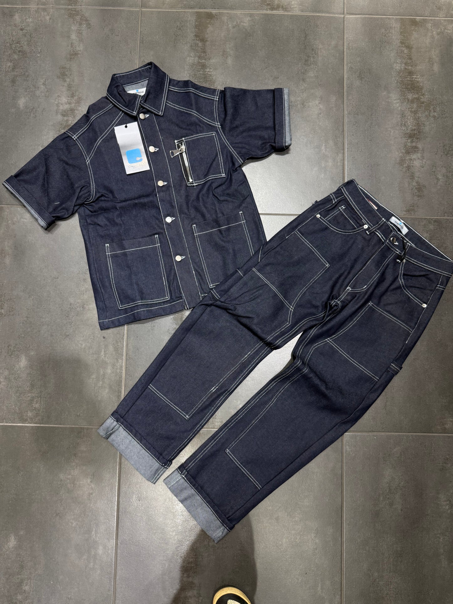 Completo Jeans Uomo Taglie Forti Cnt Carpenter Blue