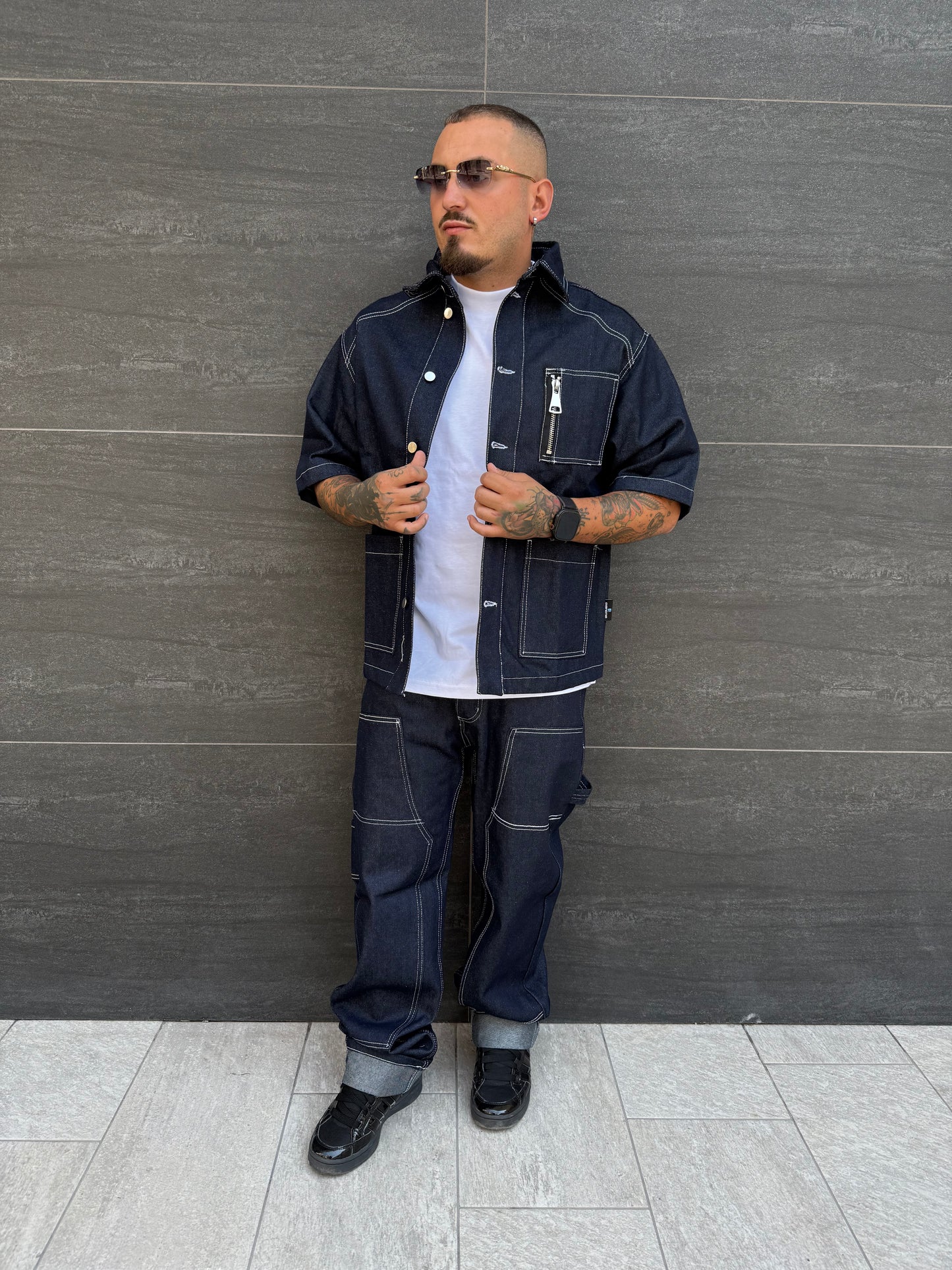 Completo Jeans Uomo Taglie Forti Cnt Carpenter Blue