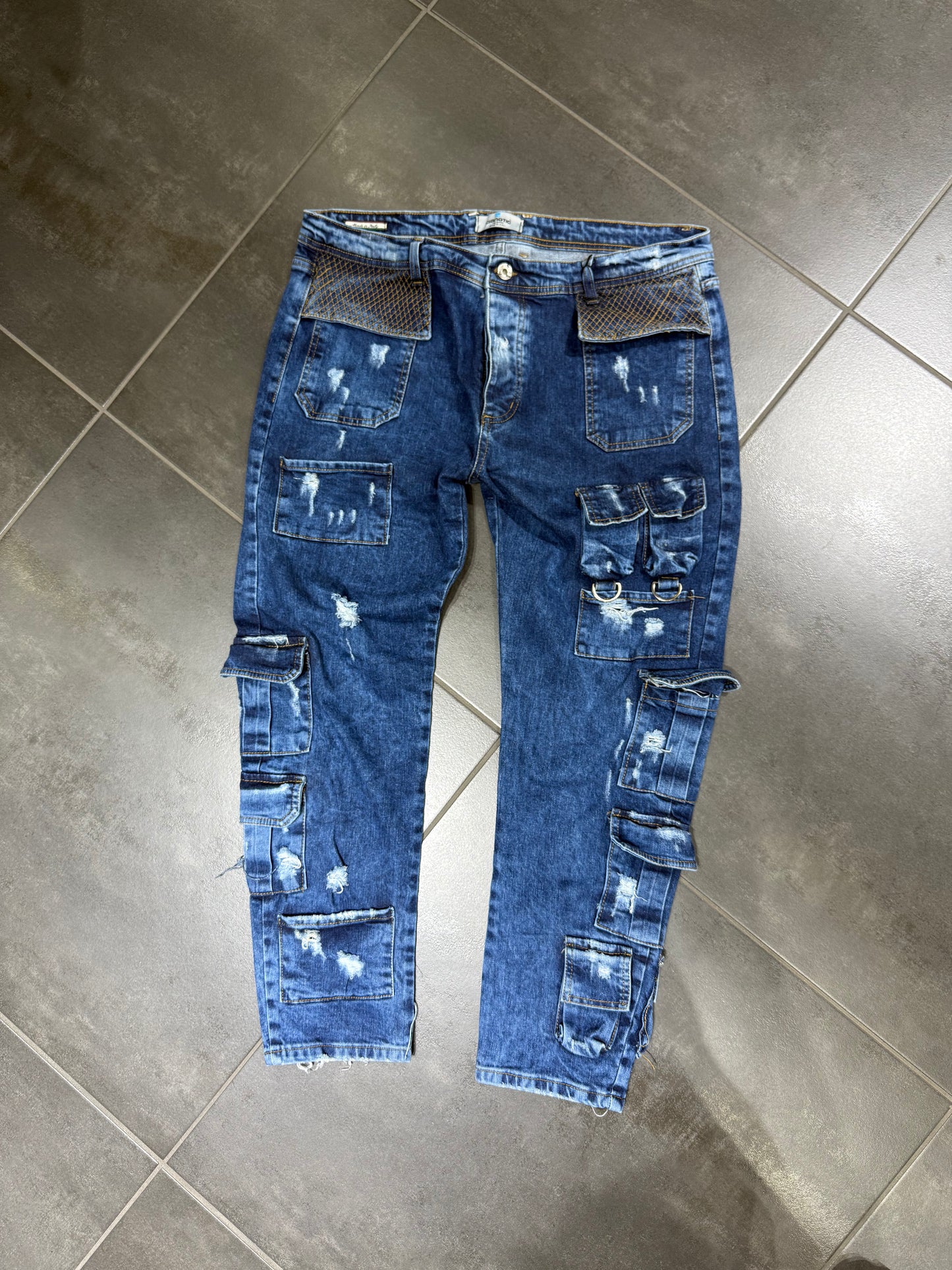 Jeans Uomo Taglie Forti Cnt Cargo 328 Blue