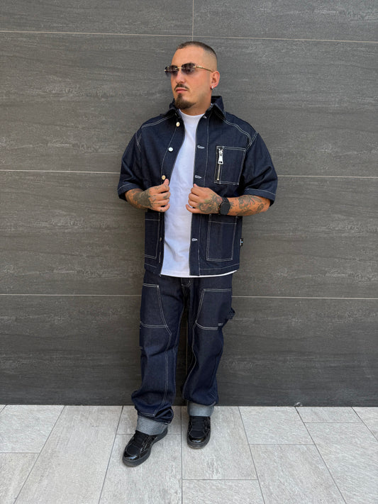 Completo Jeans Uomo  Taglie Forti Cnt Carpenter Blue