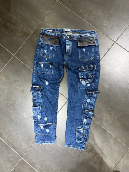 Jeans Uomo Taglie Forti Cnt Cargo 328 Blue