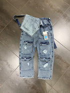 Salopette Uomo Cargo in Jeans con Tasche e Effetto Strappato